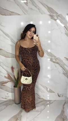 Vestido Tule Animal Print - Decote reto - comprar online