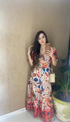 Conjunto Top Laço + Saia - Estampada na internet