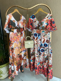 Conjunto Top Laço + Saia - Estampada