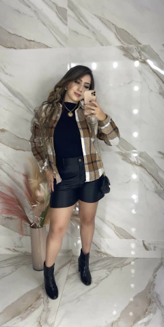 Jaqueta Flanelada Xadrez- Marrom