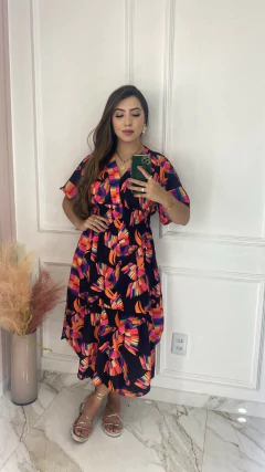 Vestido Estampado - Crepe - loja online