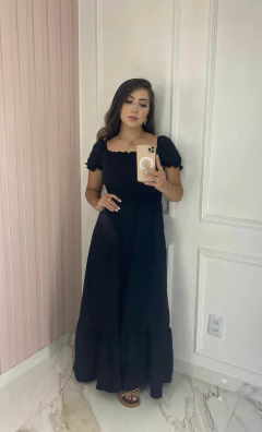 Vestido Longo Manguinha - Preto
