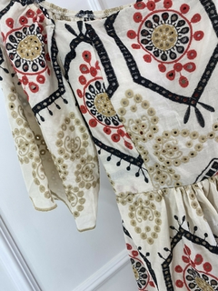 Vestido Laise Manguinha Curtinho - Nude/Vermelho - comprar online
