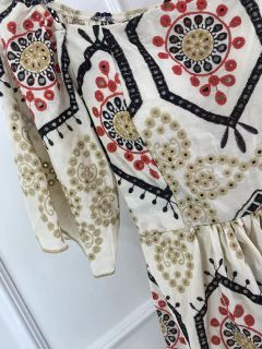 Vestido Laise Manguinha Curtinho - Nude/Vermelho - comprar online