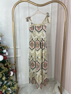 Vestido Lease Alcinha - Nude com vermelha.