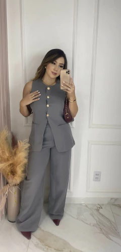 Imagem do Conjunto Elegance - Colete alongado + Calça Pantalona - Alfaiataria Importada