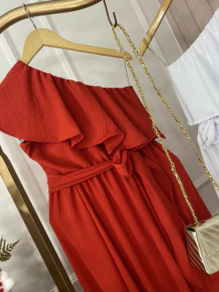 Vestido Babados com Faixa- Longo - comprar online