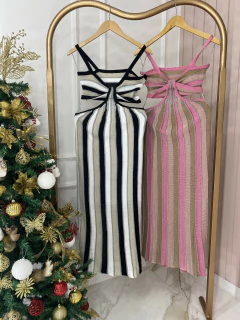 Vestido Tricot Aberto - Listras