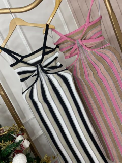 Vestido Tricot Aberto - Listras - comprar online