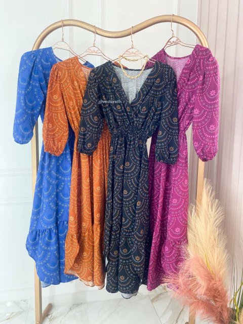 Vestido Estampado - Manga 3/4