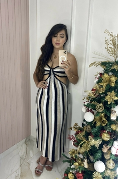 Vestido Tricot Aberto - Listras