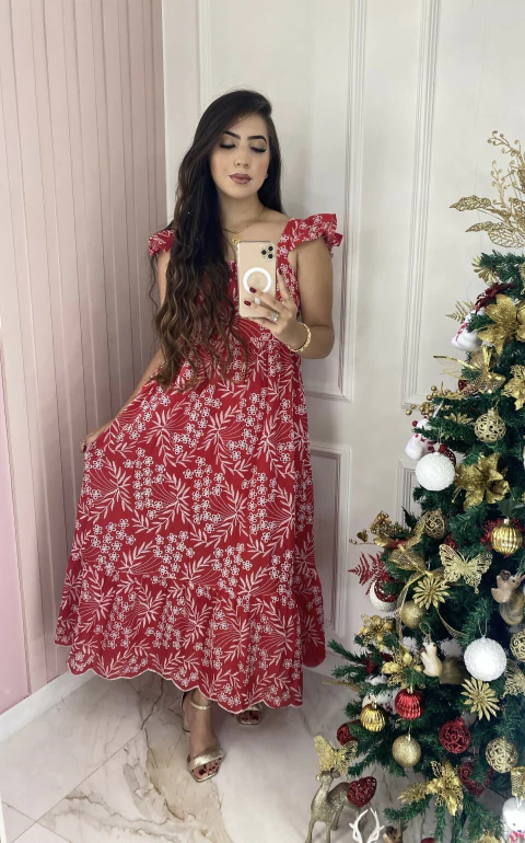Vestido Lease Babados - Vermelho