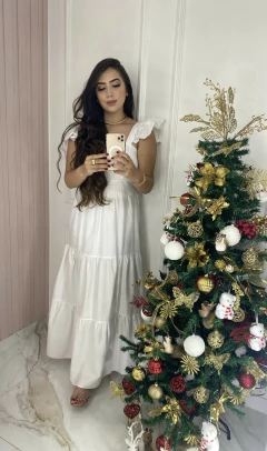 Vestido Alça Babado - Tricoline - Vestorelli