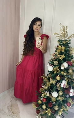 Vestido Alça Babado - Tricoline - loja online