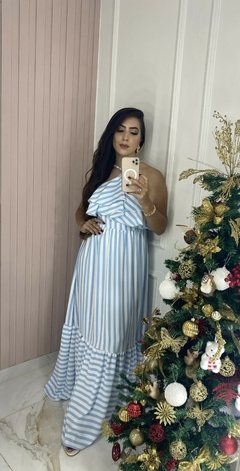 Vestido Malibu - Listras Azul - Vestorelli