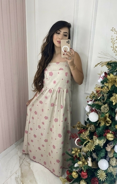 Vestido Grécia - Bordado Rosa - comprar online