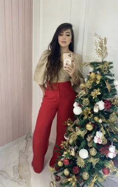 Calça Pantalona Lisa - Crepe Duna - Vestorelli