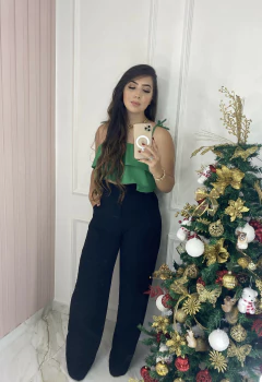 Calça Pantalona Lisa - Crepe Duna - Vestorelli