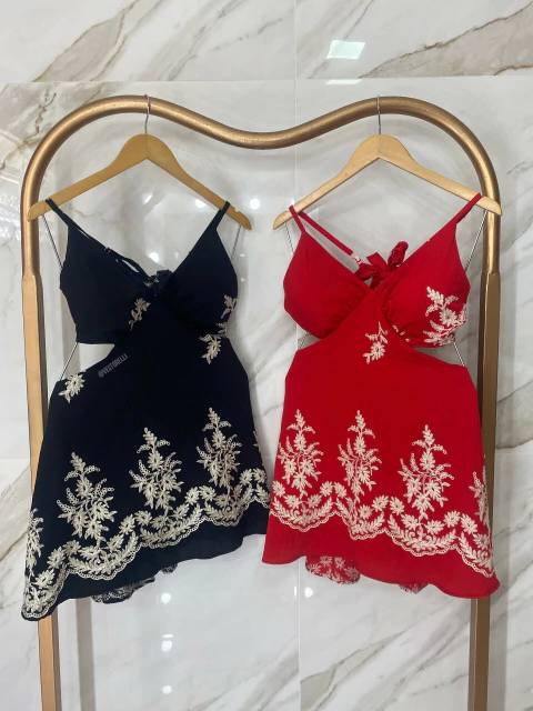 Vestido Macaquinho - Bordado de lurex