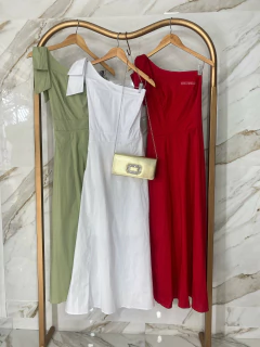 Vestido Tricoline - Laço ombro