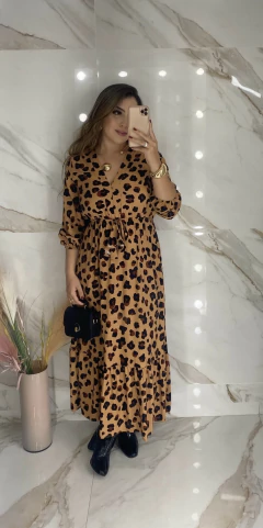 Vestido M.Longa - Liso e Animal Print - Viscolinho - comprar online