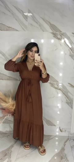 Imagem do Vestido M.Longa - Liso e Animal Print - Viscolinho