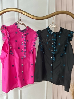 Blusa Florzinha Bordada - Tricoline