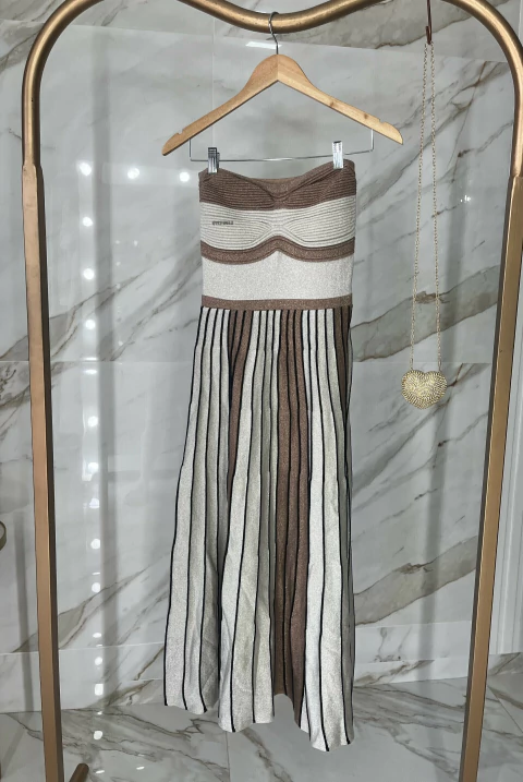 Vestido Tricot Fio Lurex Tomara que Caia - Dourado