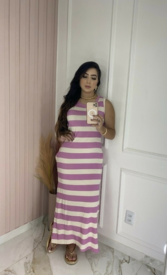 Vestido Comfy Listrado - Regata - Vestorelli