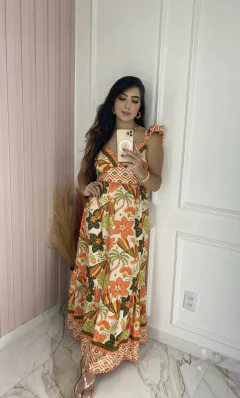 Vestido Alça Babados - Estampado - loja online