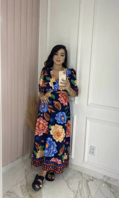 Vestido Abertura Lateral - Estampado - Vestorelli