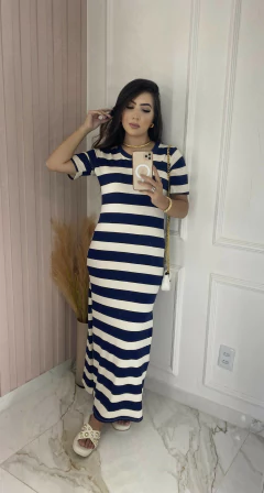 Vestido Comfy Listrado -Manguinha - Vestorelli