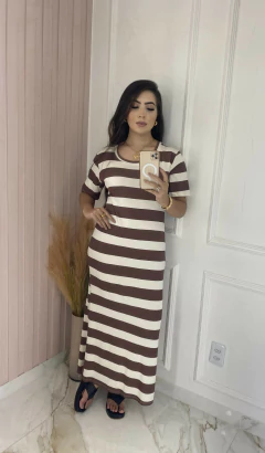 Vestido Comfy Listrado -Manguinha - loja online