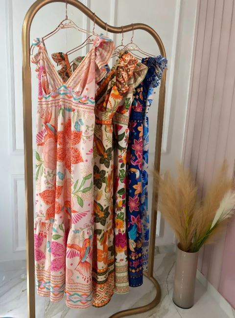 Vestido Alça Babados - Estampado