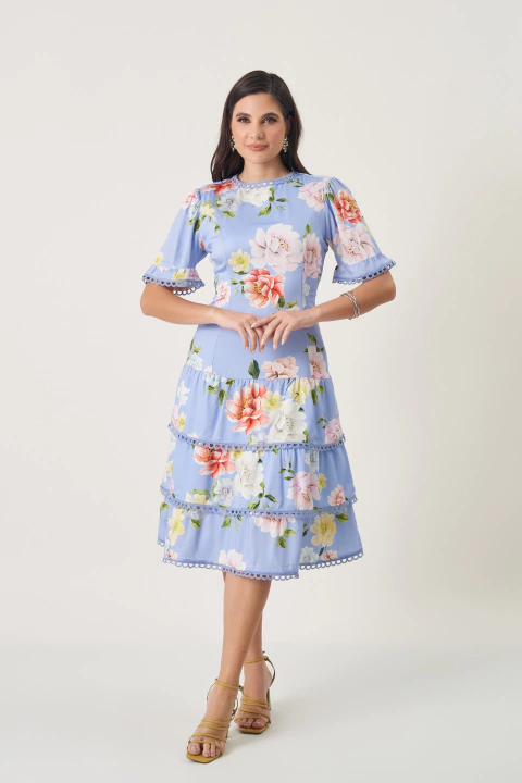 VESTIDO ESTAMPADO BABADO - 80228