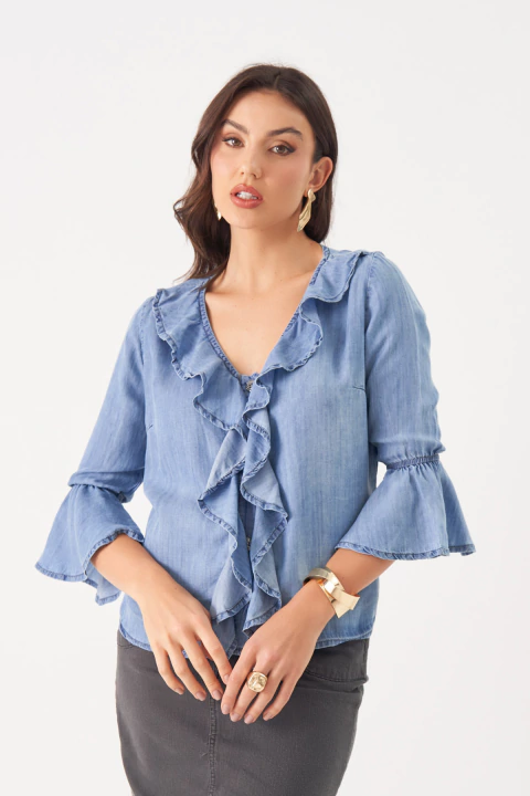 CAMISA COM BABADOS - 12573