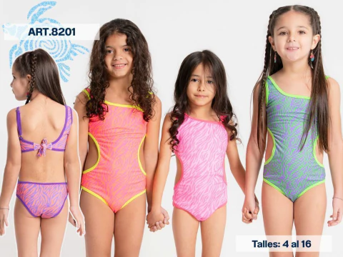 Malla entera de nena calidad viento y olas Art.8201