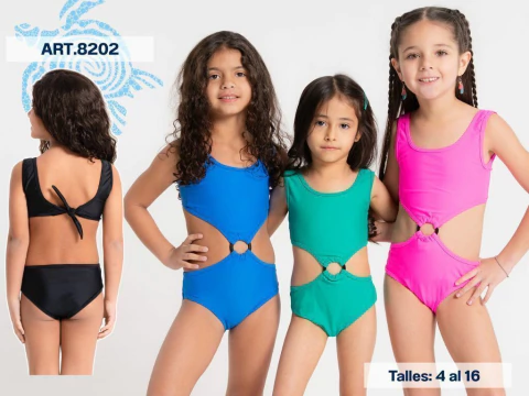 Malla entera de nena calidad viento y olas Art.8202