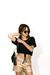 Short crakeado metalizado con bolsillos cargo de nena - tienda online