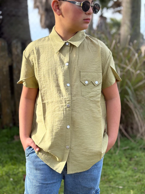 Camisa importada lisa con botones metalicos super fresca ART.39205 - comprar online