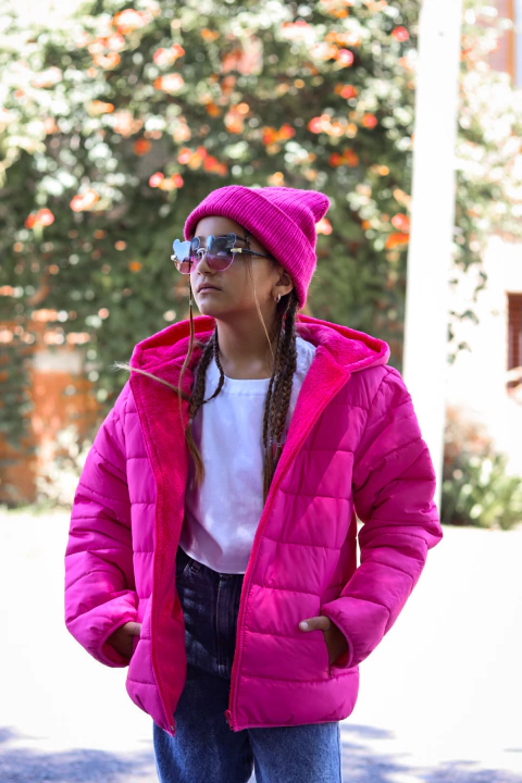 VOLVIOO! Campera de abrigo lisa con piel de nena(art.614)