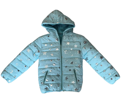 campera de abrigo foil estrella de nena con piel por dentro