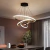 Kit Lustre Pendente 3 Aros Preto LED 70W 3 Temperaturas de Cor Bivolt Luminária Elegante - LUMLED Especializado em LED