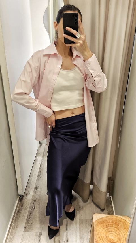 Falda satén París azul - comprar online