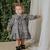 Vestido Manga Longa xadrez Bordado Infantil Papilloo