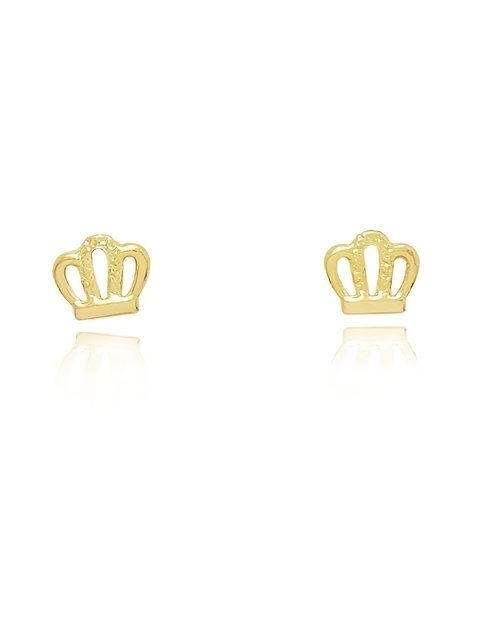 Brinco pequeno em formato de coroa lisa folheado em ouro 18k