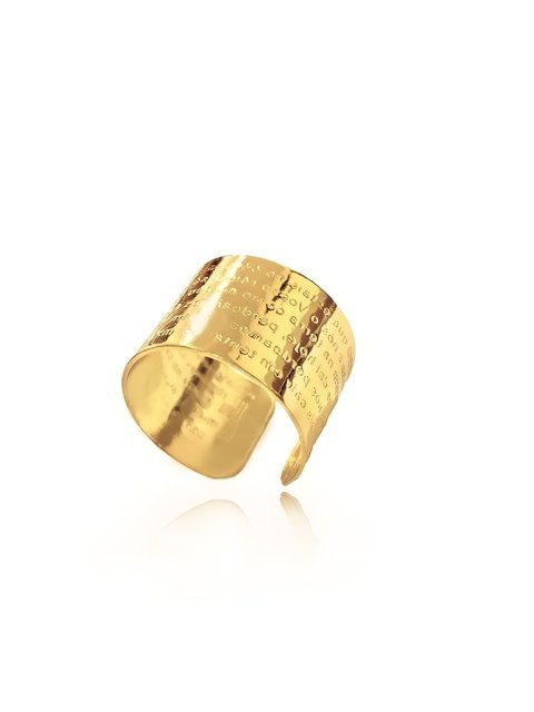 Anel regulável oração pai nosso folheado em ouro 18k