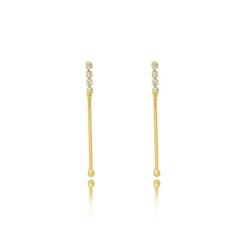 Briinco strass e pêndulo reto folheado em ouro 18k