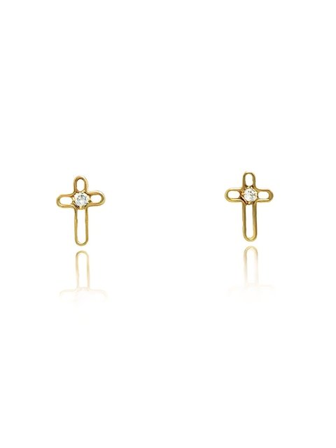 Brinco dourado em formato de cruz com strass folheado a ouro 18k - comprar online