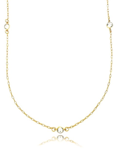 Colar longo com zircônias na cor cristal folheado em ouro 18k